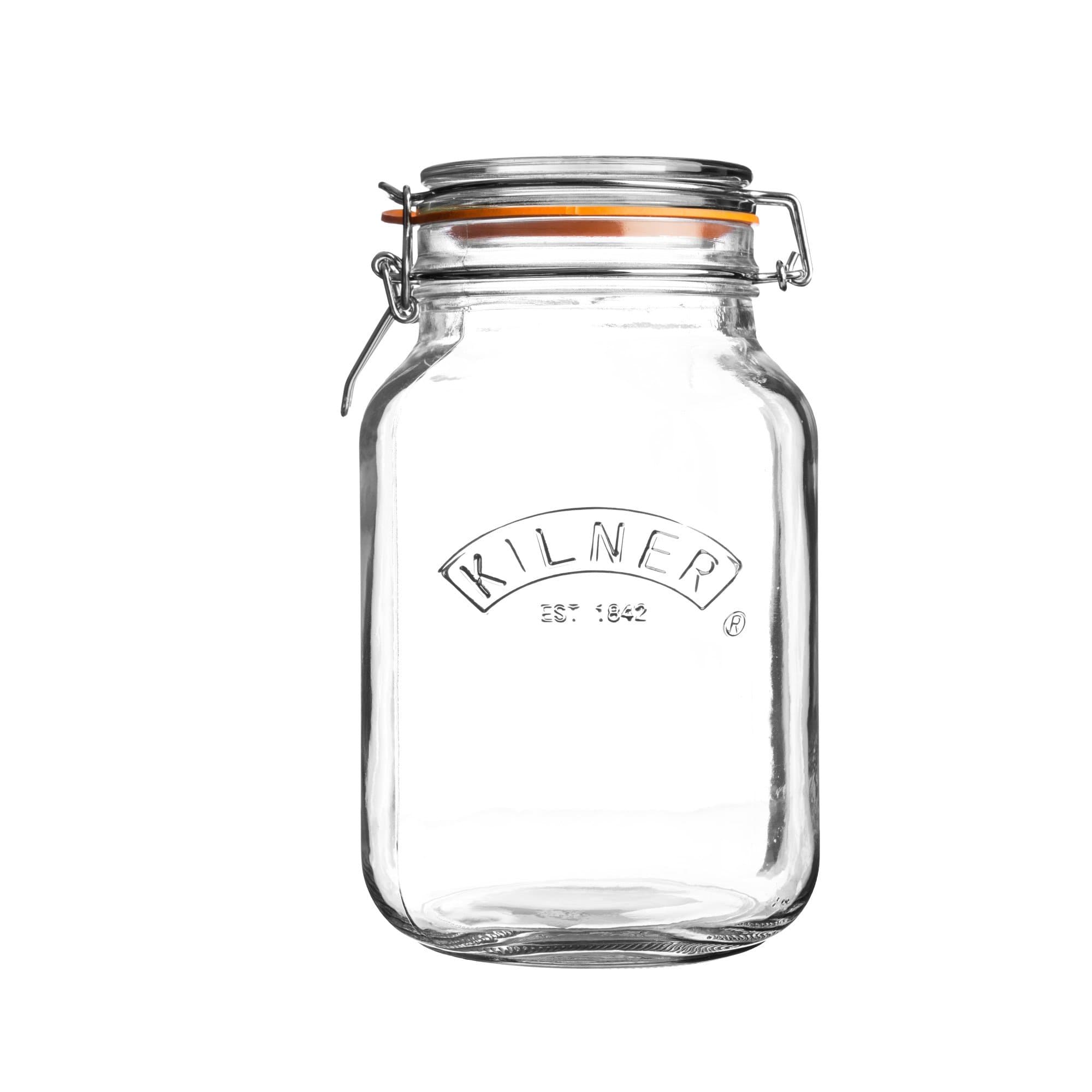 1.5 Litre Glass Square Glass Clip Top Preservation Jar