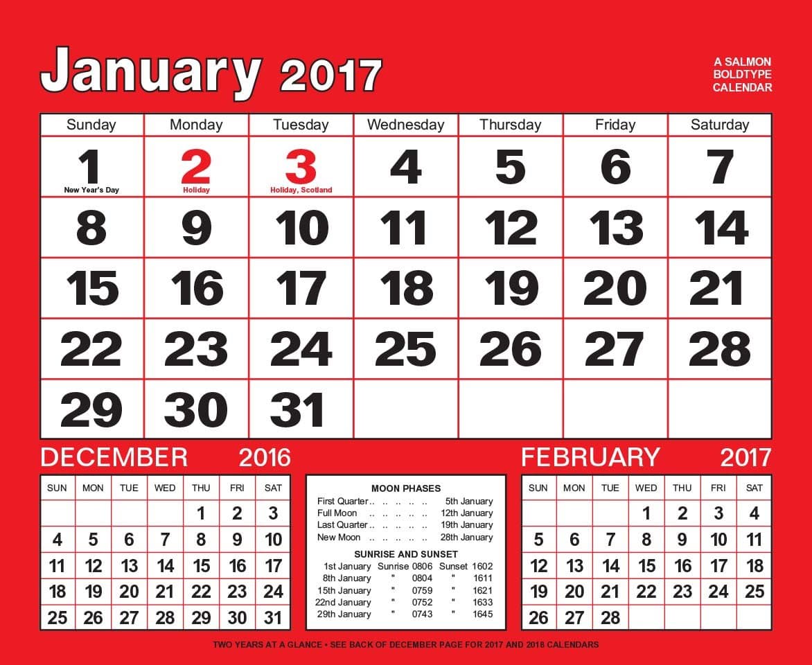 Large Boldtype Calendar 2017 - Boldtype Series