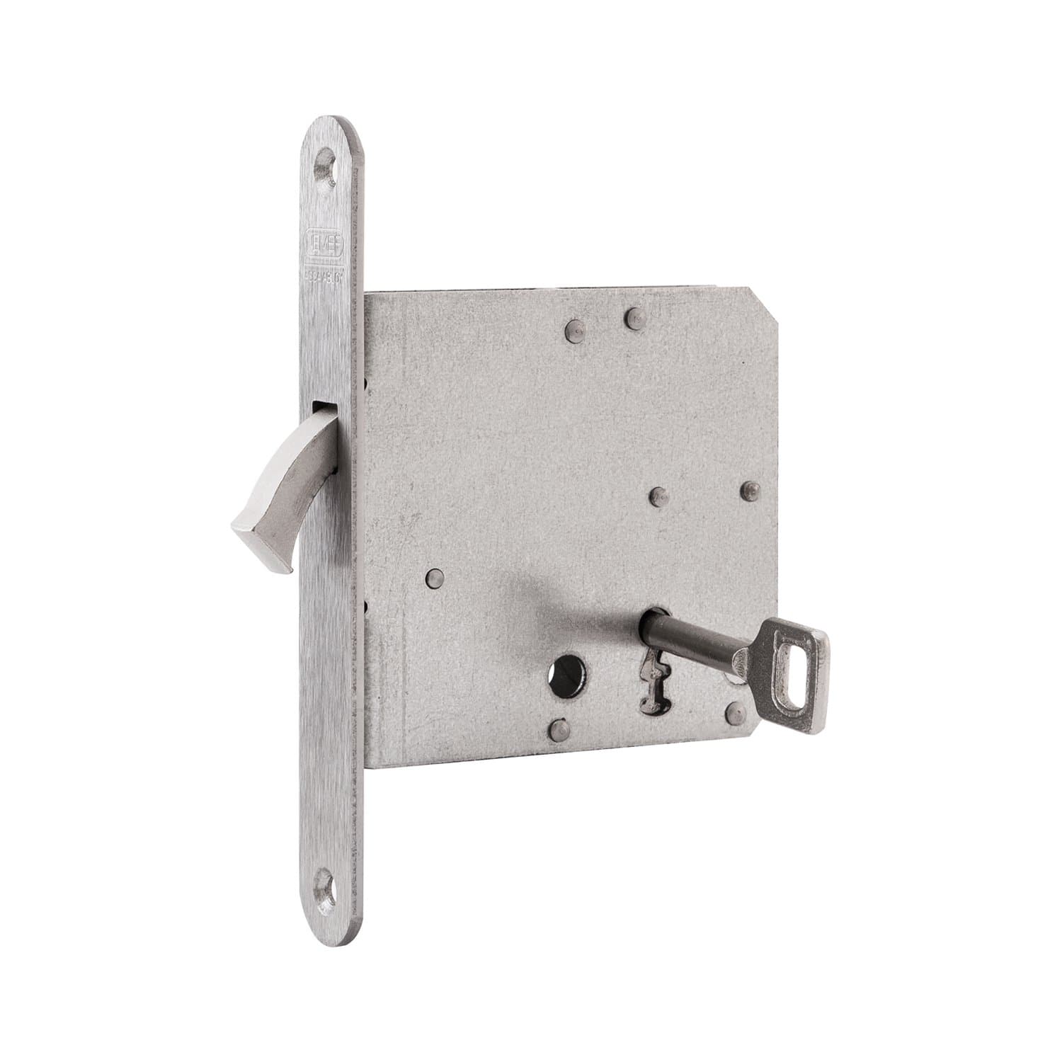 Nemef 9751620011 Sliding Door Lock with Bow Bolt with Locking Plate and Basqil Backset 65 mm