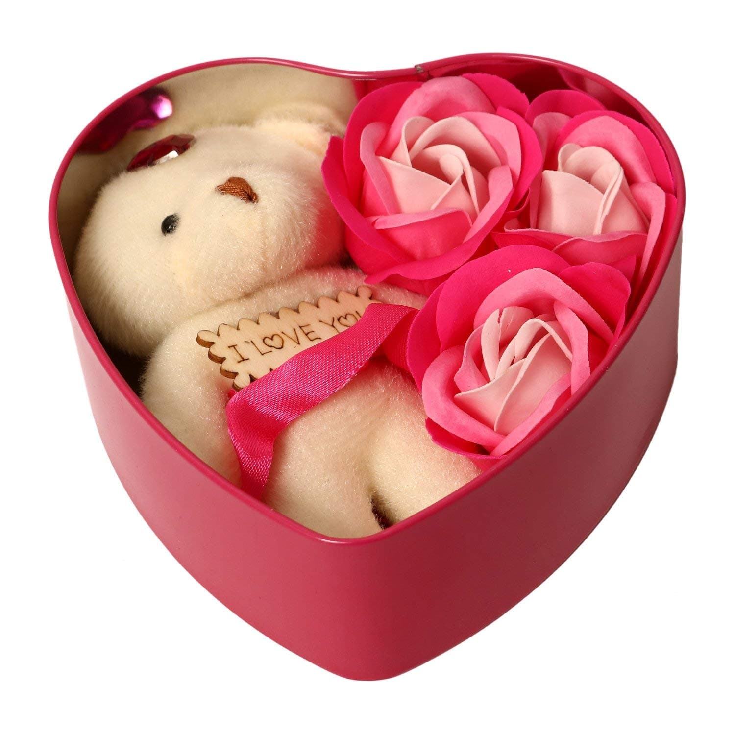KITGOHUT Heart Shape Gift Box with Teddy & Rose