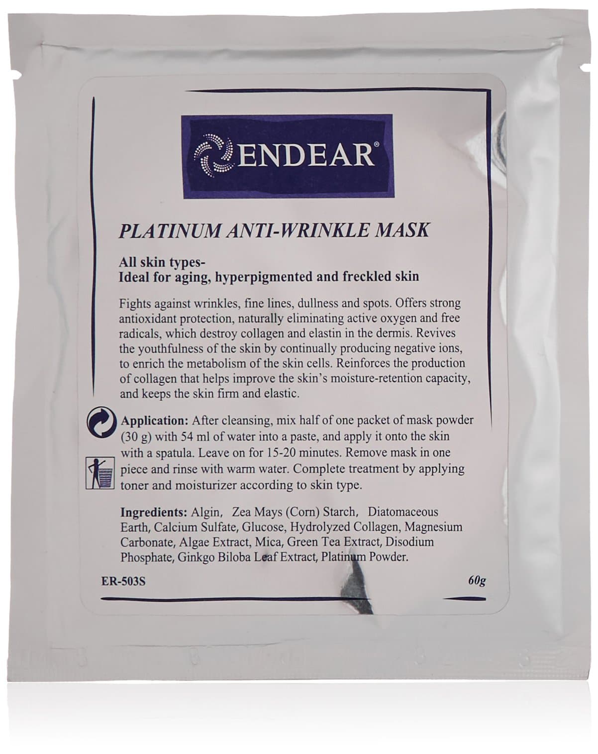Endear Platinum Anti-Wrinkle Mask, 60 g, 2.1 oz.