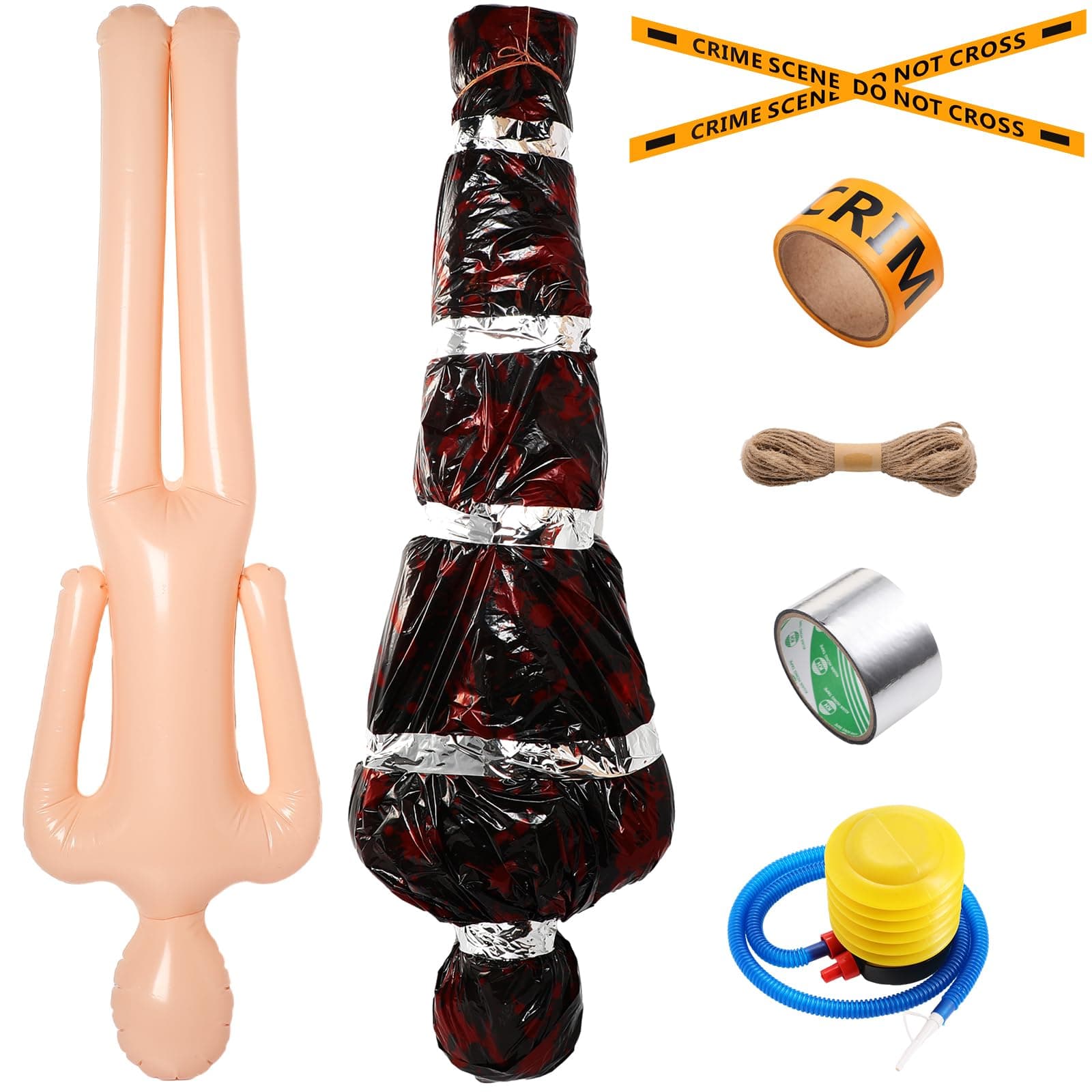 Liliful Halloween Decorations Outdoor 5FT Hanging Corpse Dead Victim Props Scary Fake Body Bag for Indoor Outdoor Halloween Haunted House Inflatable Yard Party Decoration(Black)