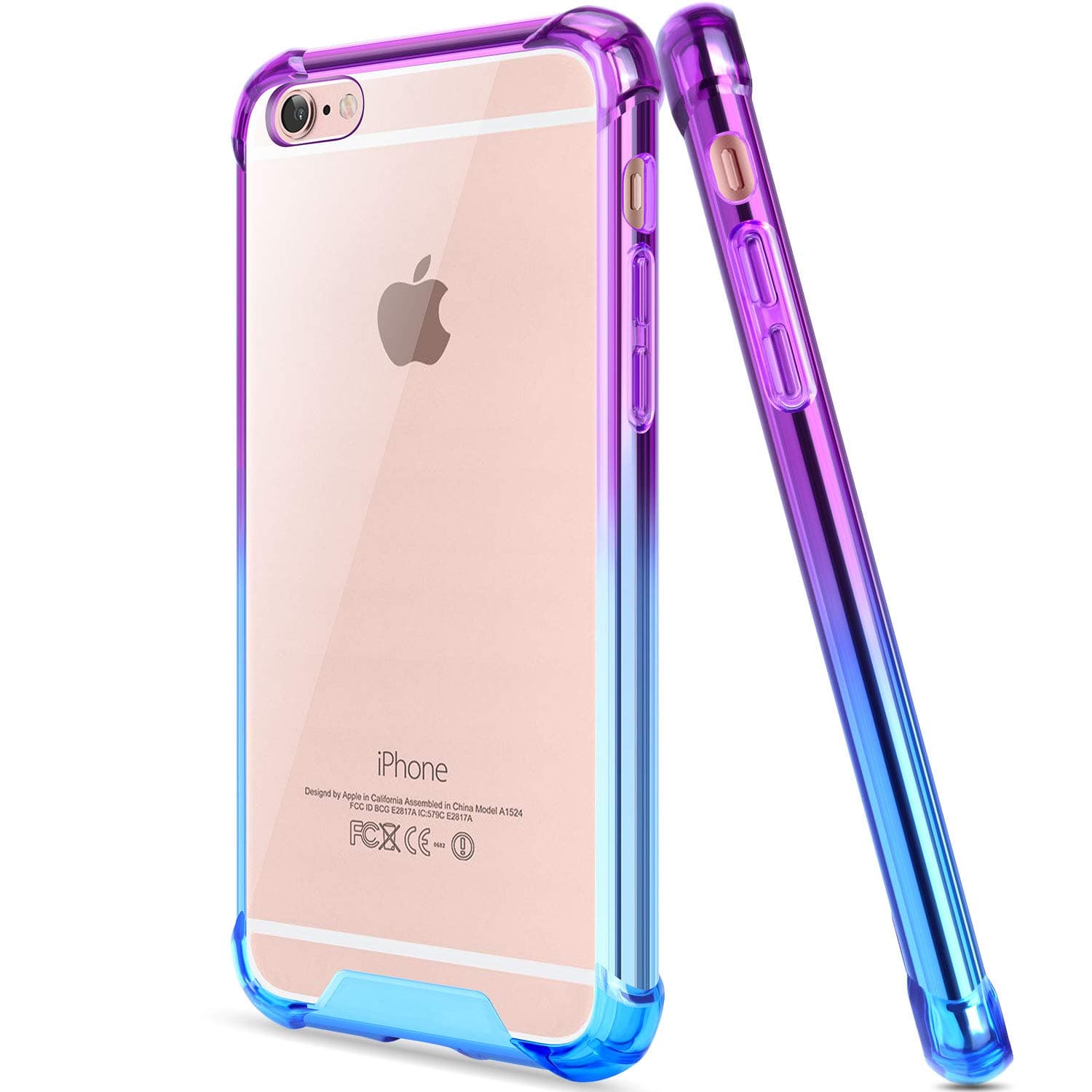 SALAWAT Compatible with iPhone 6/6s Case Clear Cute Anti Scratch Slim Phone Cover Reinforced TPU Bumper Shock Absorption Protective Case 4.7inch (Blue Purple)