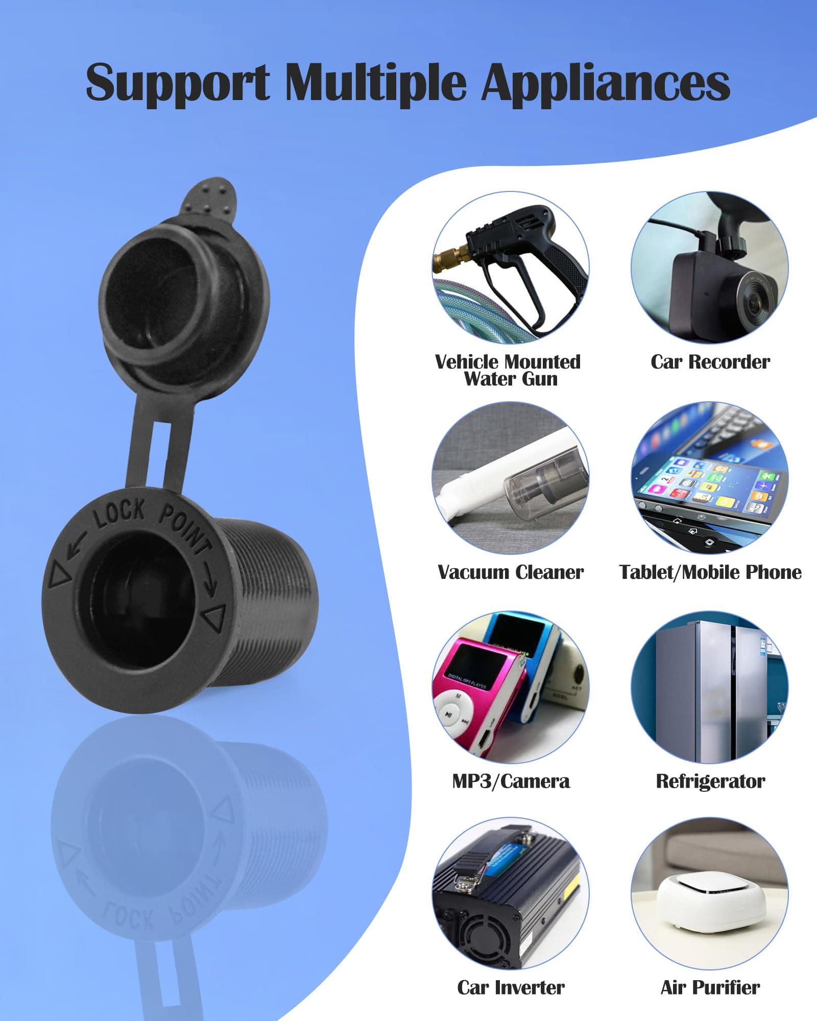 THALASSA Marine Boat Rocker Switch Aluminum Panel Waterproof with 6 Gang Blue LED Switches, 3.1A Dual USB Outlet, Red Digital Voltage Display, DC 12V Car Power Socket for Car Truck RV Vehicles Yacht