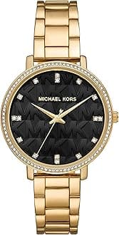 Michael KorsMichael Kors Stainless Steel Analog Black Dial Women Watch-Mk4593, Gold Band