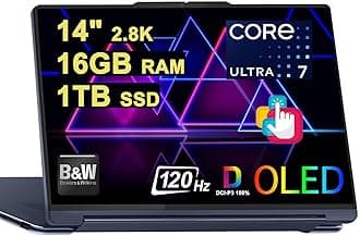 Lenovo Yoga 9 2-in-1 Laptop 14" 2.8K OLED 120Hz Touch (100% DCI-P3) Intel 16-core Ultra 7 155H (Up to 11 Tops) 16GB RAM 1TB SSD B&W Pen for Creator Business Professional Win11 ICP Hub