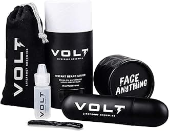VOLTGrooming Temporary Instant Beard Color - Quick Drying Plant Based Hypoallergenic Brush on Color for Beards, Mustaches, and Eyebrows, Burnt Umber (Deep Dark Brown)