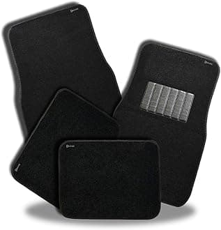 Zento Deals 4-Piece Carpet Vehicle Floor Mats Premium Quality Classic Car Full Carpet Black Heavy Duty for Driver Passenger and Rear Seats All Weather