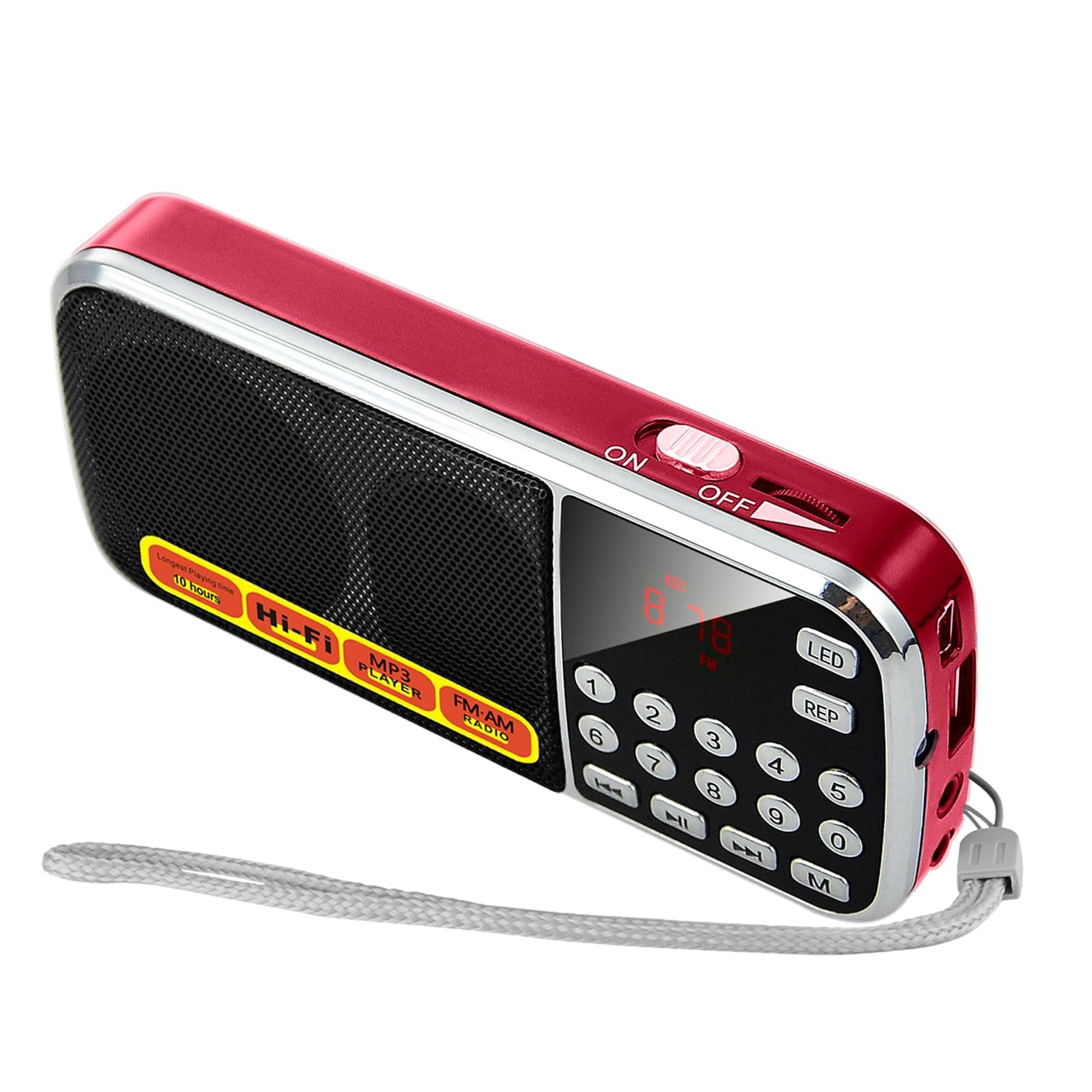 Small Radios Portable AM FM:Battery Powered Radio Support USB Flash Disk/Micro SD Card MP3 Playback TF Card Slot Digital Buttons Bass Diaphragm Pocket Radio with Excellent Reception and Sound Quality