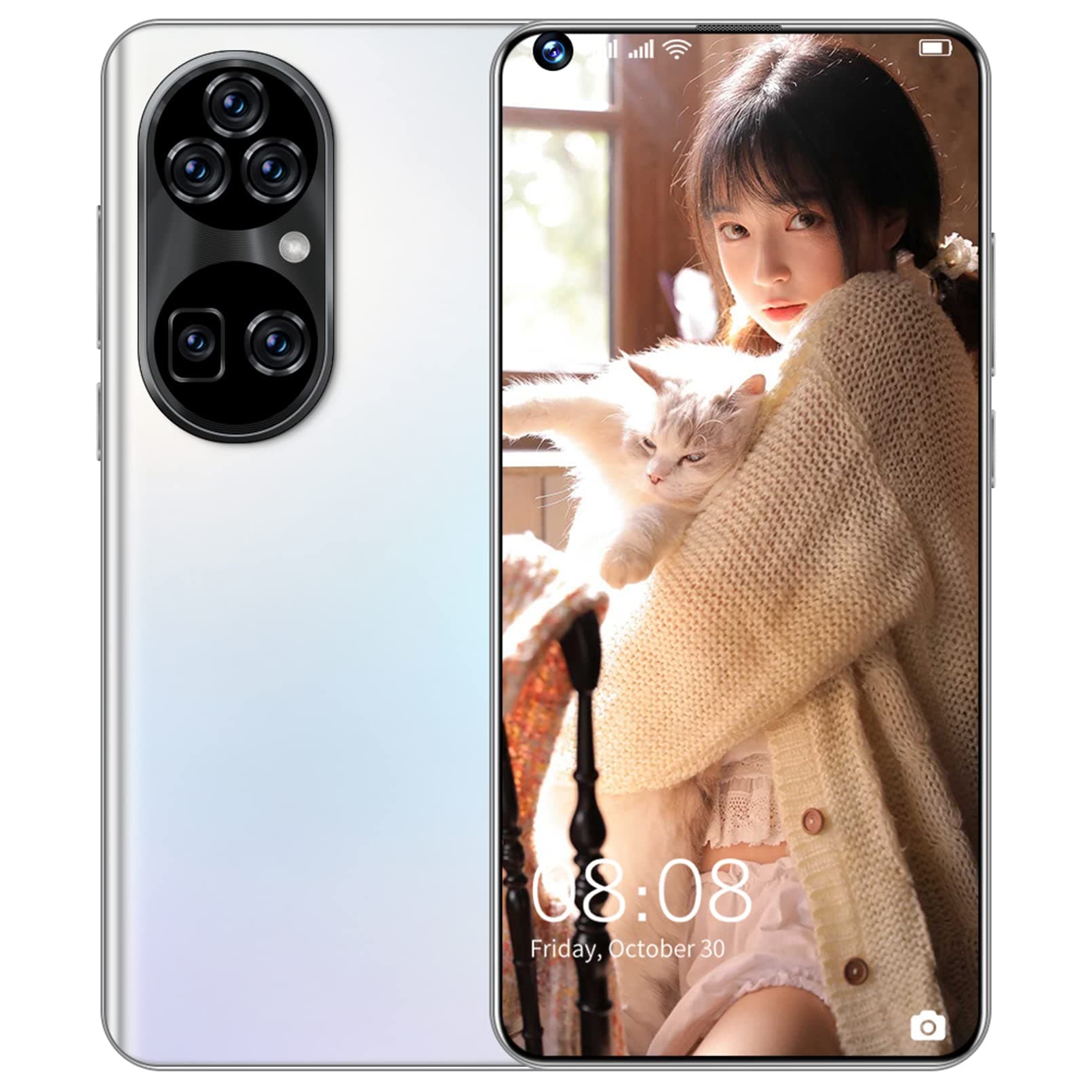 Hotshot 3.5 Mm, Headphone Jack Dual SIM Face Unlock 4 GB RAM, 64GB ROM 6800mAh Battery 5G Cell Phone Smartphone,White,L