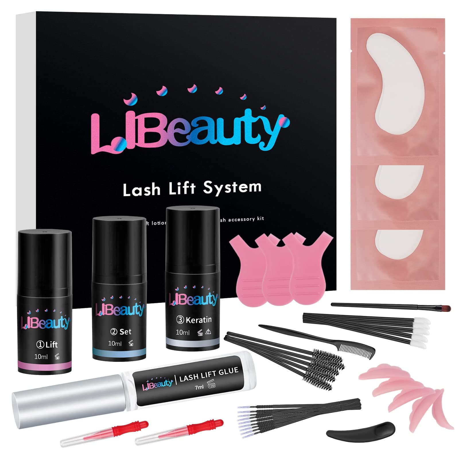 Libeauty (White) - Lash Lift Kit Airless Pump Bottles Eyelash Perming Kit Professional Quick Effective Economical Lash Lifting with Whole Tools,Semi-Permanent Curling Perming Wave Kit,Lotion & Liqu...