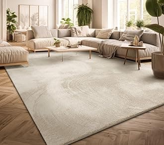 TT Home Large Rug Short Pile Monochrome Modern Design Washable, colour:Cream, Size:80x300 cm