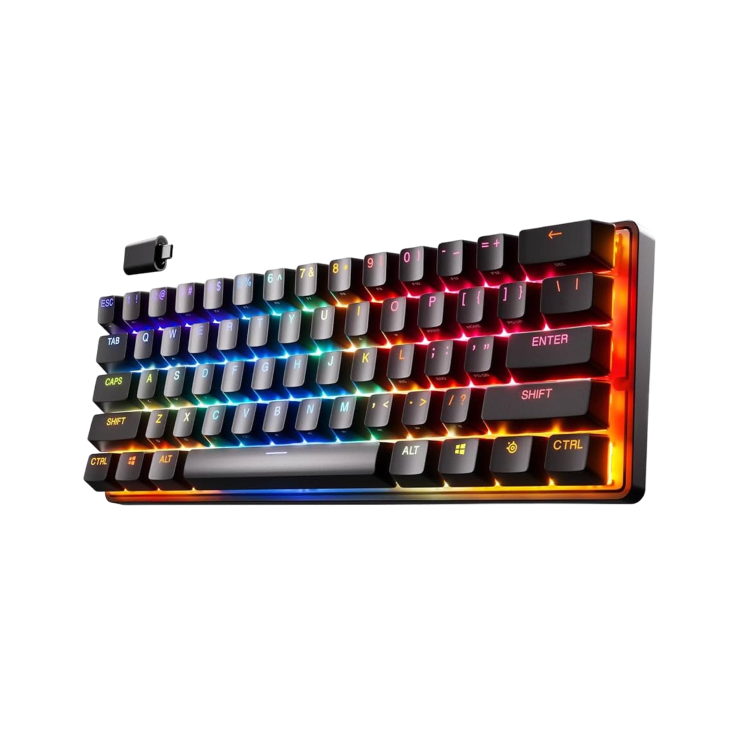 SteelSeries Apex Pro Mini Wireless HyperMagnetic Gaming Keyboard - World's Fastest Keyboard - Compact 60% Form Factor - Adjustable Actuation - Bluetooth - 2.4GHz - USB-C - American QWERTY Layout