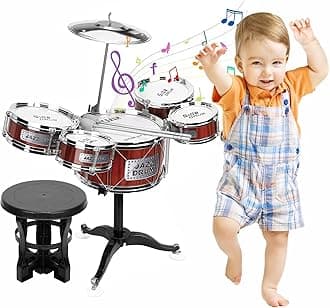 Toddler Musical Toys Drum Set for Kids Age 2-4 - Jazz Rock Drum Kit Set Musical Instruments Toy for Christmas Party Birthday Gift for Beginners 3 4 5 Years Old Boys Girls