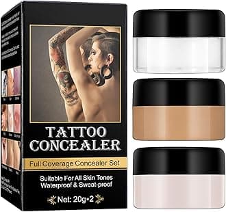 Tattoo Cover Up Makeup Waterproof, Professional Long-Lasting Tattoo Cover Up Concealer,Tattoo Cover Up Concealer Makeup Waterproof,Invisible and Natural, Suitable for Tattoos, Scars and Vitiligo