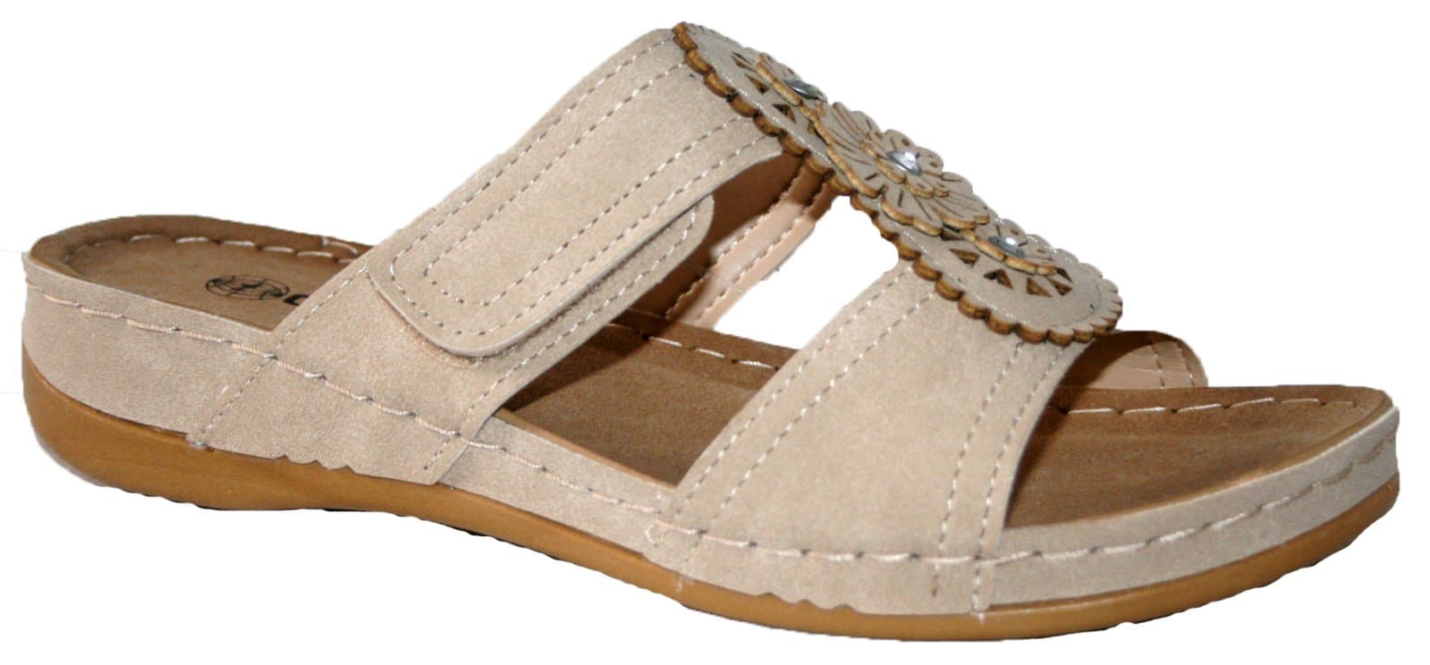 LADIES GEZER , SLIP ON PEEP TOE MULE LIGHTWEIGHT SOFT COMFY MULE SANDALS