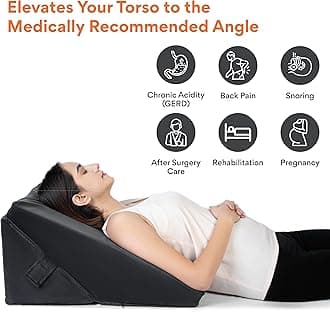 FOVERA Adjustable Bed Wedge Memory Foam Pillow with 7 Ways of Elevated Inclines for Acid Reflux, GERD, Snoring, Heartburn, Post-Surgery (Velvet Dark Grey, Standard - 22 x 22 x 12 Inch)