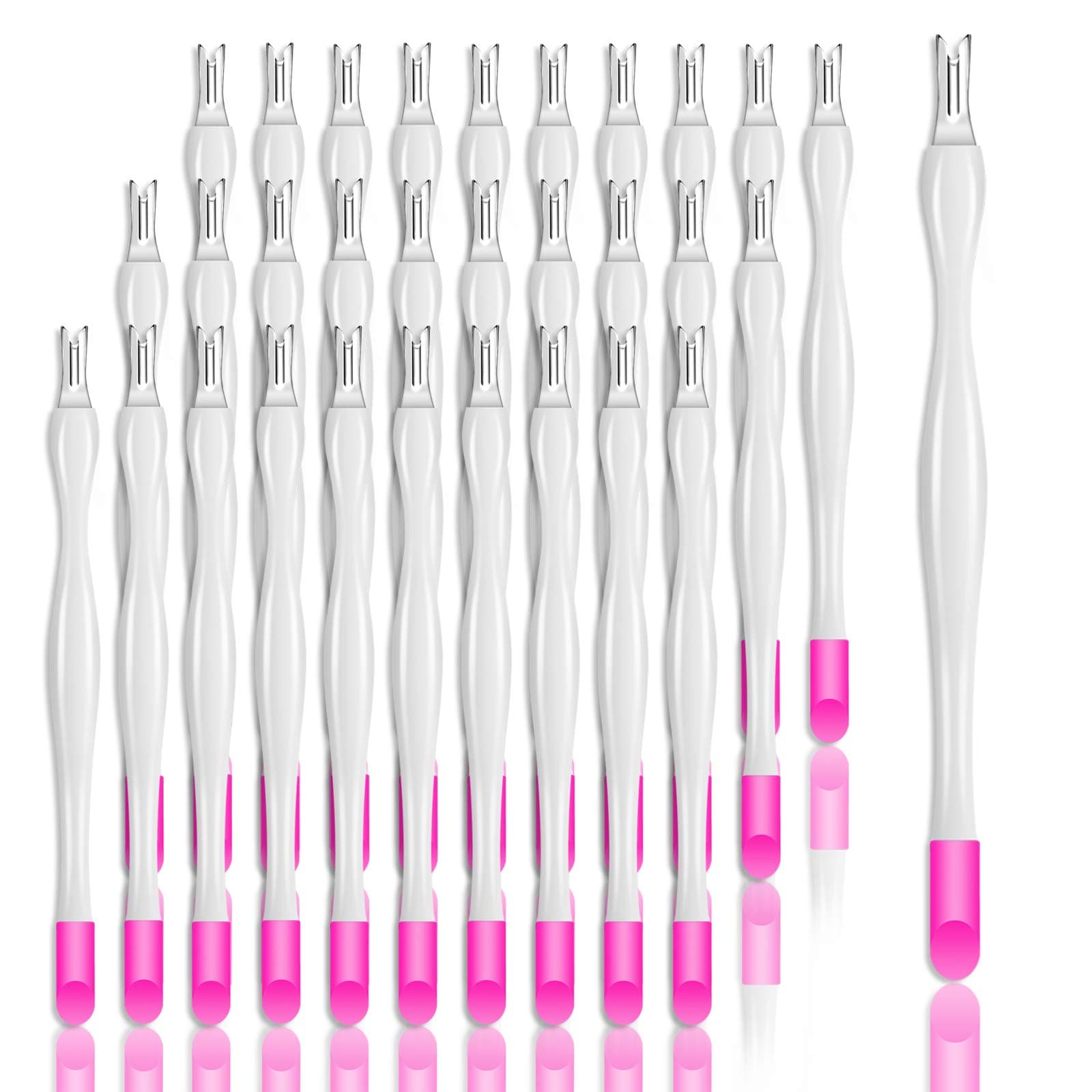 Allstarry 30 Pieces Nail Cuticle Trimmer Remover Plastic Handle Cuticle Pusher Rubber Nail Cleaner Double Head Dead Skin Cuticle Knife Removal Fork Nail art Tools for Girls Women and Men - White