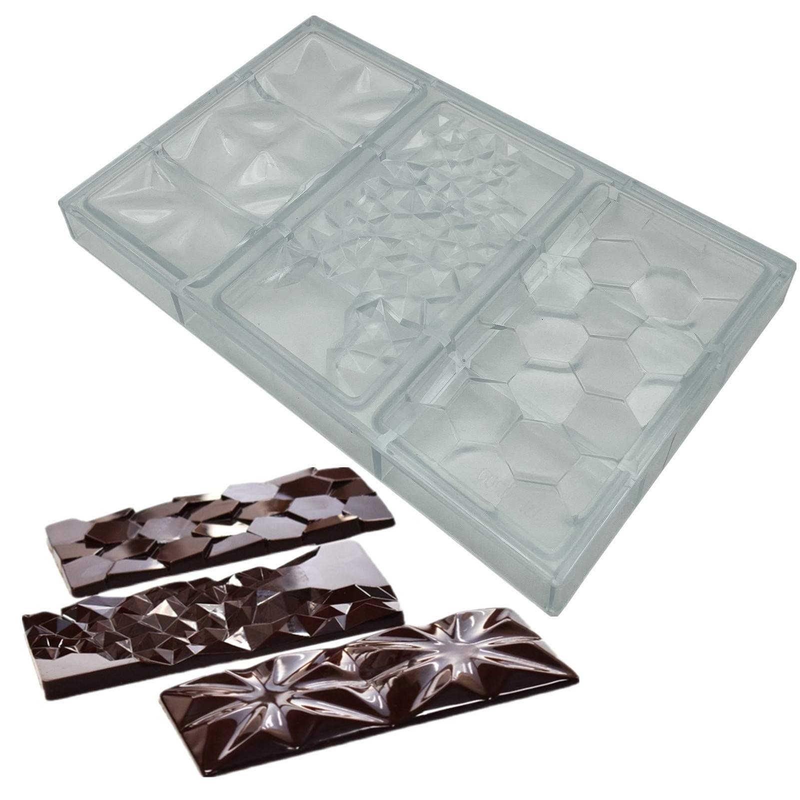 3 In 1 Polycarbonate Chocolate Bar Mold Large Break-Apart Candy Tray