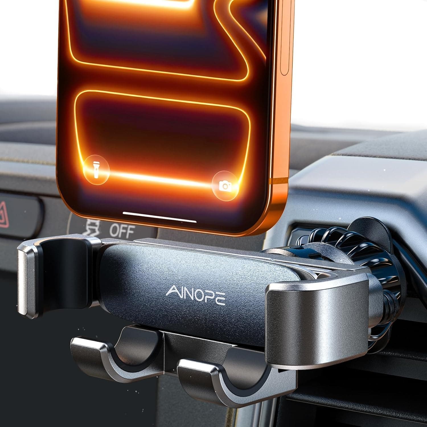 AINOPE Car Phone Holder Air Vent - [2025 Gravity Design] [Ultra Stable] Phone Holder for Car Air Vent, Universal Phone Mount for iPhone 16 Pro Max, Galaxy S25 Ultra, 4.0''-7.0'' Mobile Phone