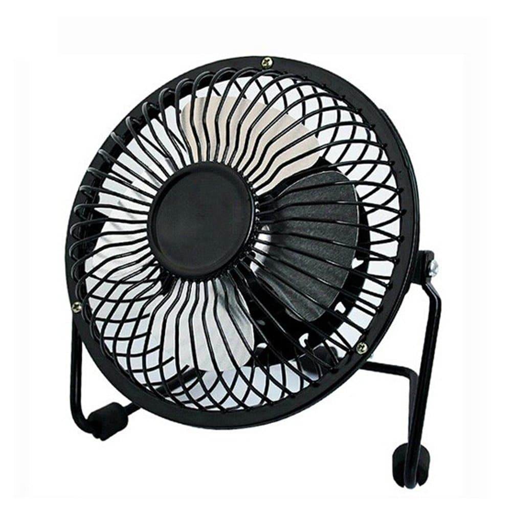 Mini Metal 4" USB Desk Fans - USB Powered Quiet with Free Angle Rotation Table Fan (Black)