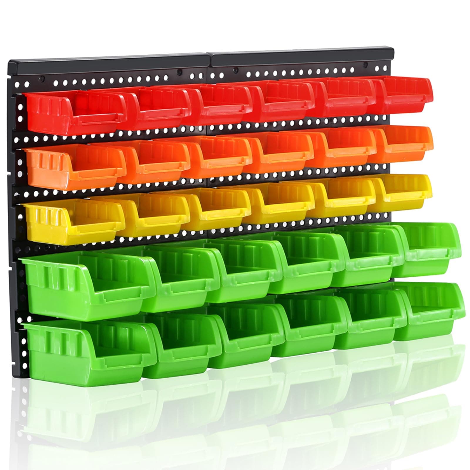 Wall Mounted Storage Bins Parts Rack 4 Colors Bin Organizer Garage Plastic Shop Tool, Garage Organizers and Storage (Style-Vivid) 25.2"*16.2"