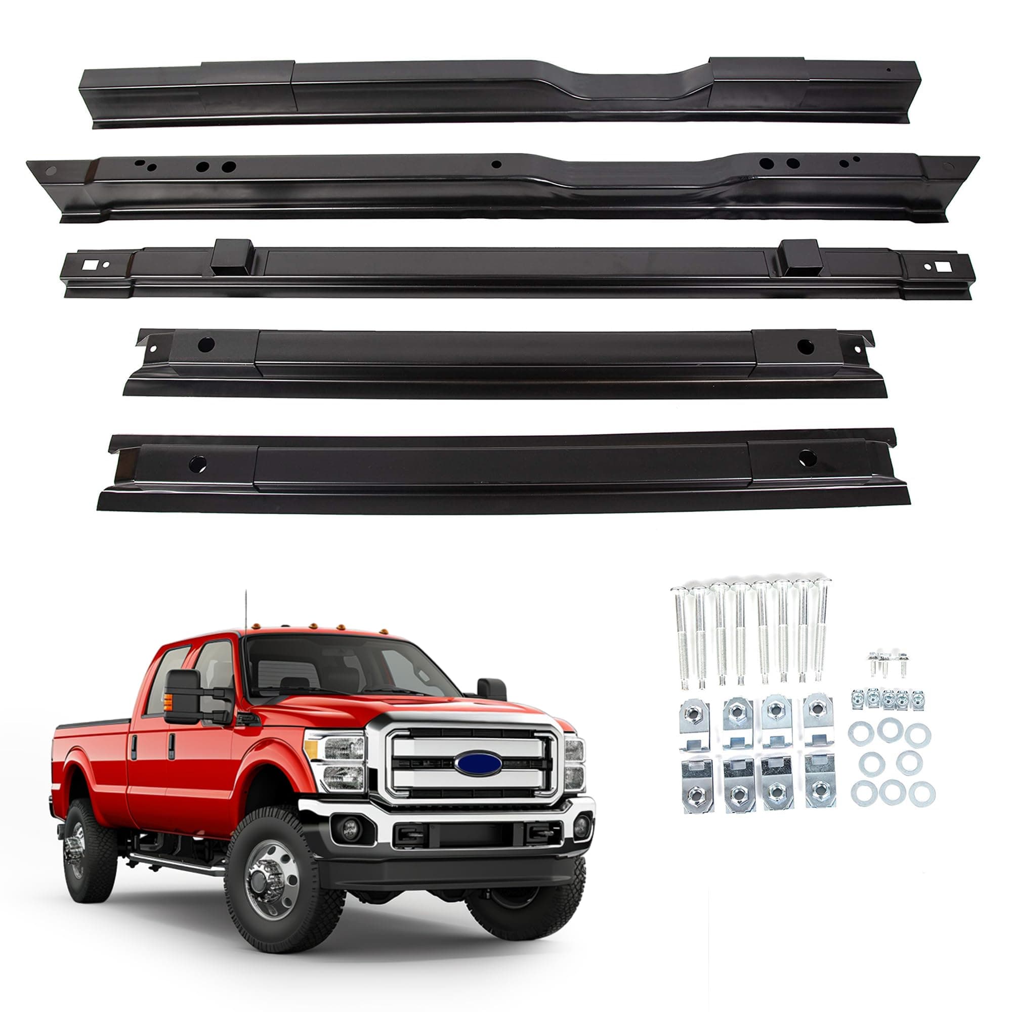 KUAFU Long Bed Crossmember Kit 8ft Compatible with 1999-2018 Ford F250 F350 8 FT Bed 2008-2016 Ford F450 Long Truck Floor Support Replacement for BC3Z9911215A/ YC3Z9911215BA