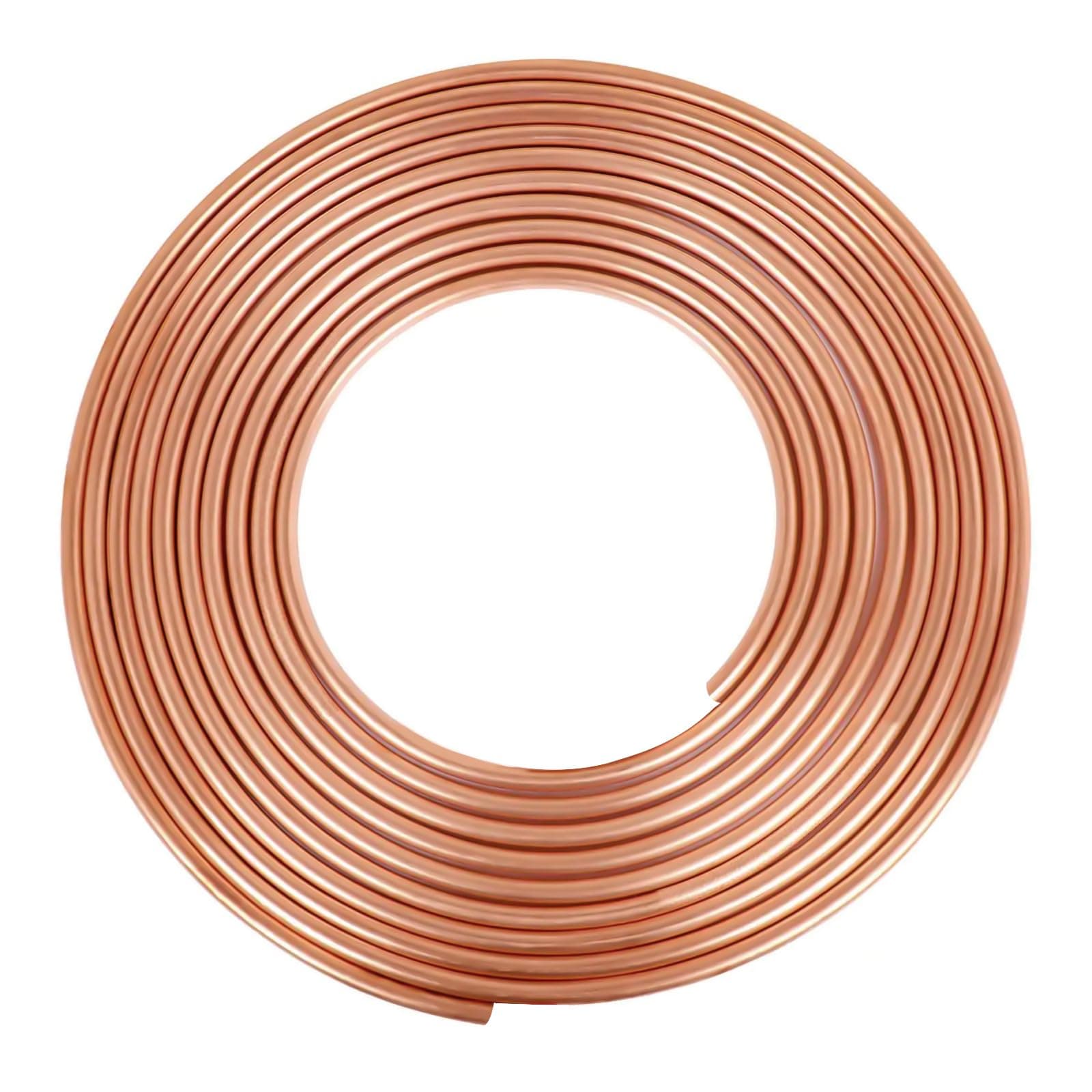 ELECTRAPICK Copper Tubing 1/4" OD x 3/16" ID x 10 Ft, T2 Pure Copper Tubes Soft Coil, Metal Round Seamless Pipe Tubing for Air Conditioning Refrigerator, Industry,DIY