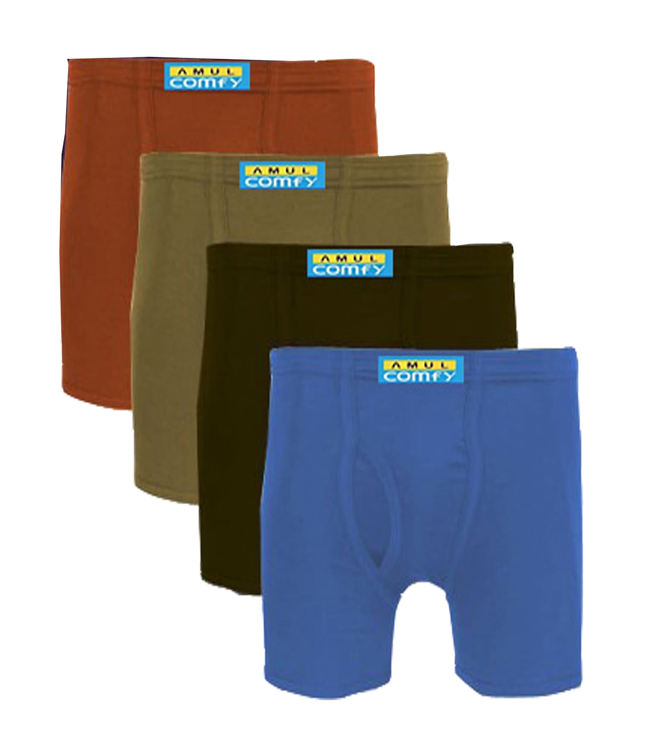 Amul ComfyMen's Cotton Trunks (Pack of 4) (Bhar3013_Multicolor_90 Cms), Multicolour, 90 CM