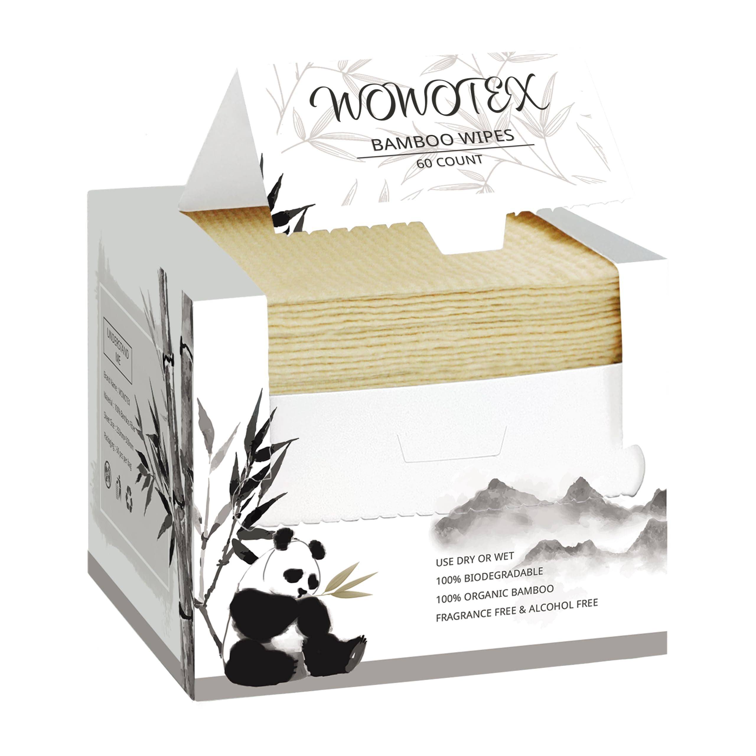 WOWOTEX Bamboo Rayon Disposable Face Towel Biodegradable Large Dry Face Wipes 120 Count / 2 Boxes Extra Thick Soft Clean Facial Towels for Sensitive Skin, Makeup Removing, Facial Cleansing, Nursing