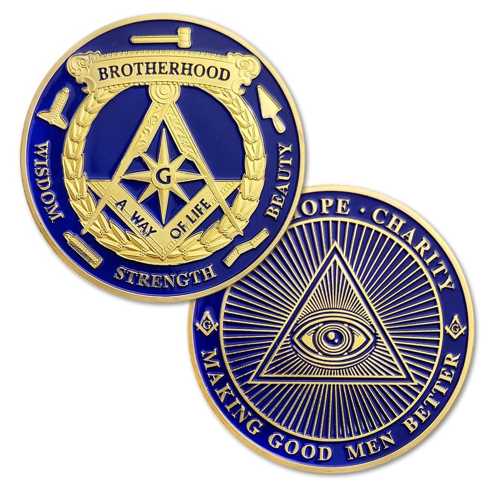 Masonic Challenge Coin Blue Lodge Freemasonry Coin