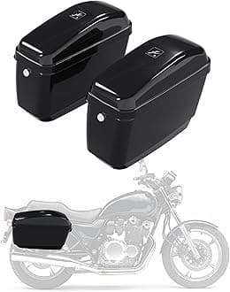 ECOTRIC 45L Motorcycle Hard Saddle Bags W/Lock Compatible with Harley Davidson Honda Shadow Kawasaki Vulcan VN Saddle Bags Trunk Storage Carrier w/Mounting Kit Plastic Black