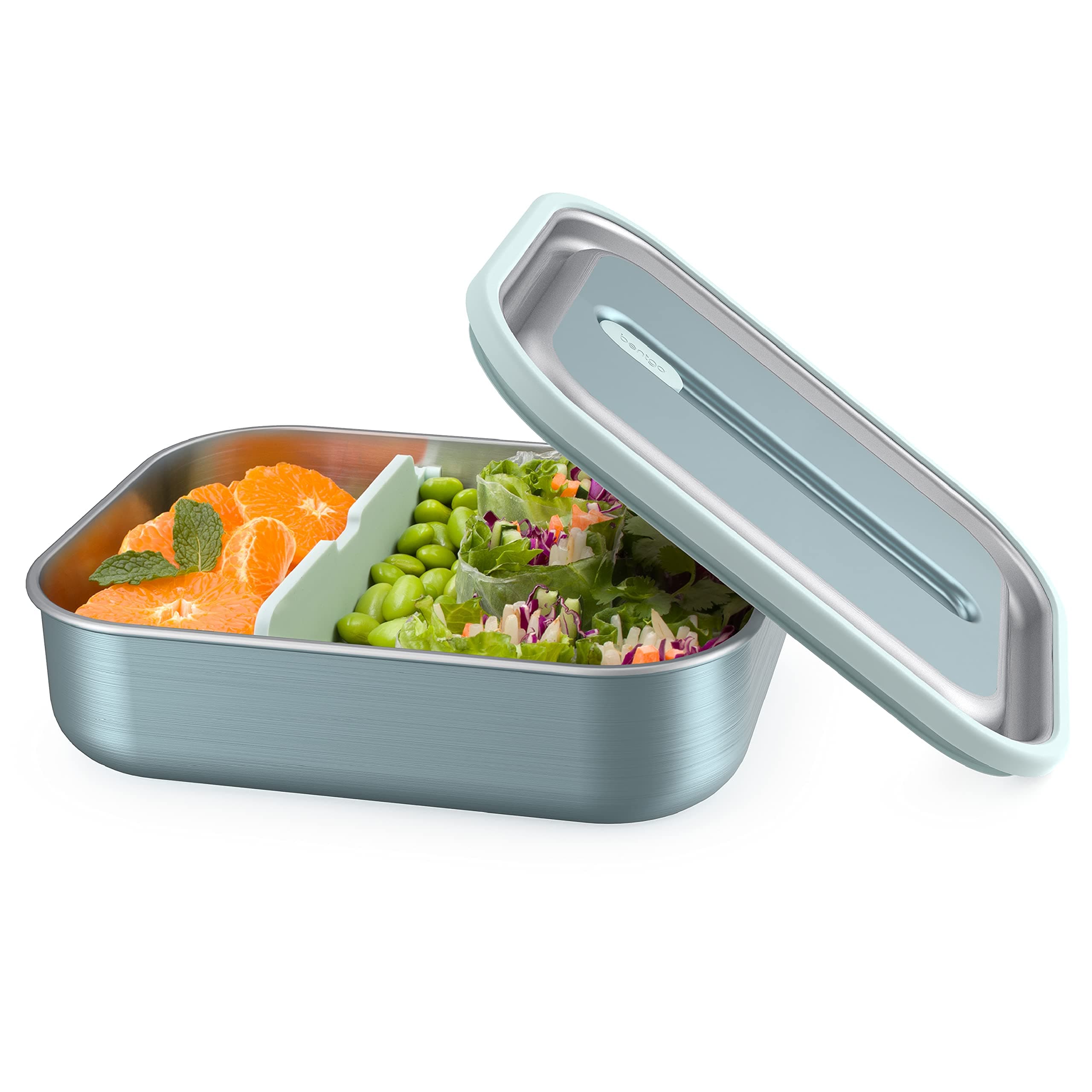 MicroSteel Leak-Proof Lunch Box - Microwave-Safe, Oven-Safe, Bento-Style Container with Removable Divider, Airtight Lid, Sustainable Design, Odor & Stain Resistant (Aqua)