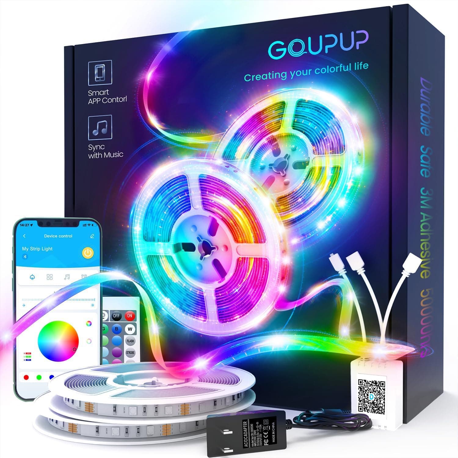 Gupup 100ft LED Strip Lights with Music Bluetooth