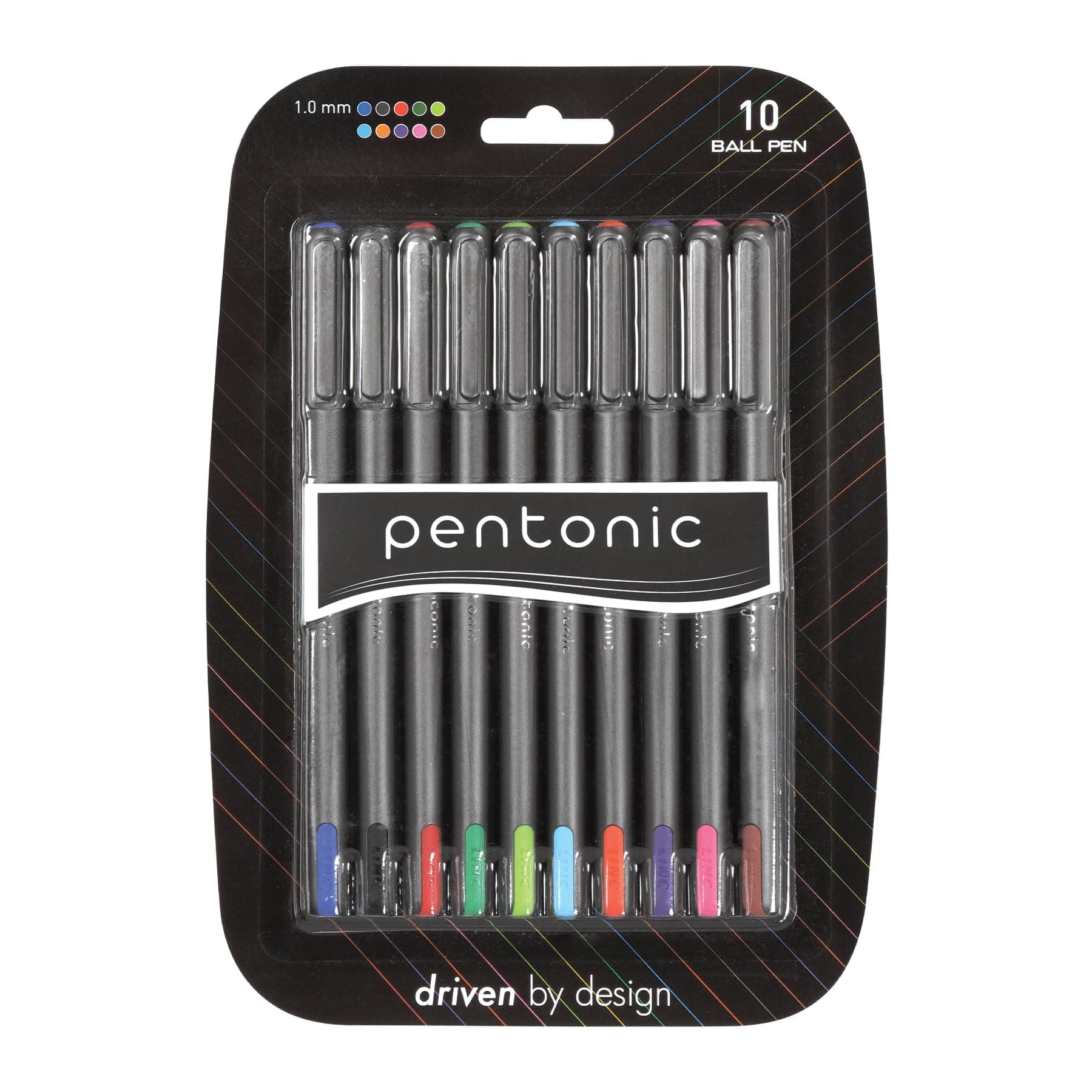 Linc Pentonic Premium Ballpoint Pens, 1.0mm, Medium Point, 10 Count Assorted Colors | Medium Point, Featherlight Feel, Easy Flow Ink Technology, Sleek Matte Finish