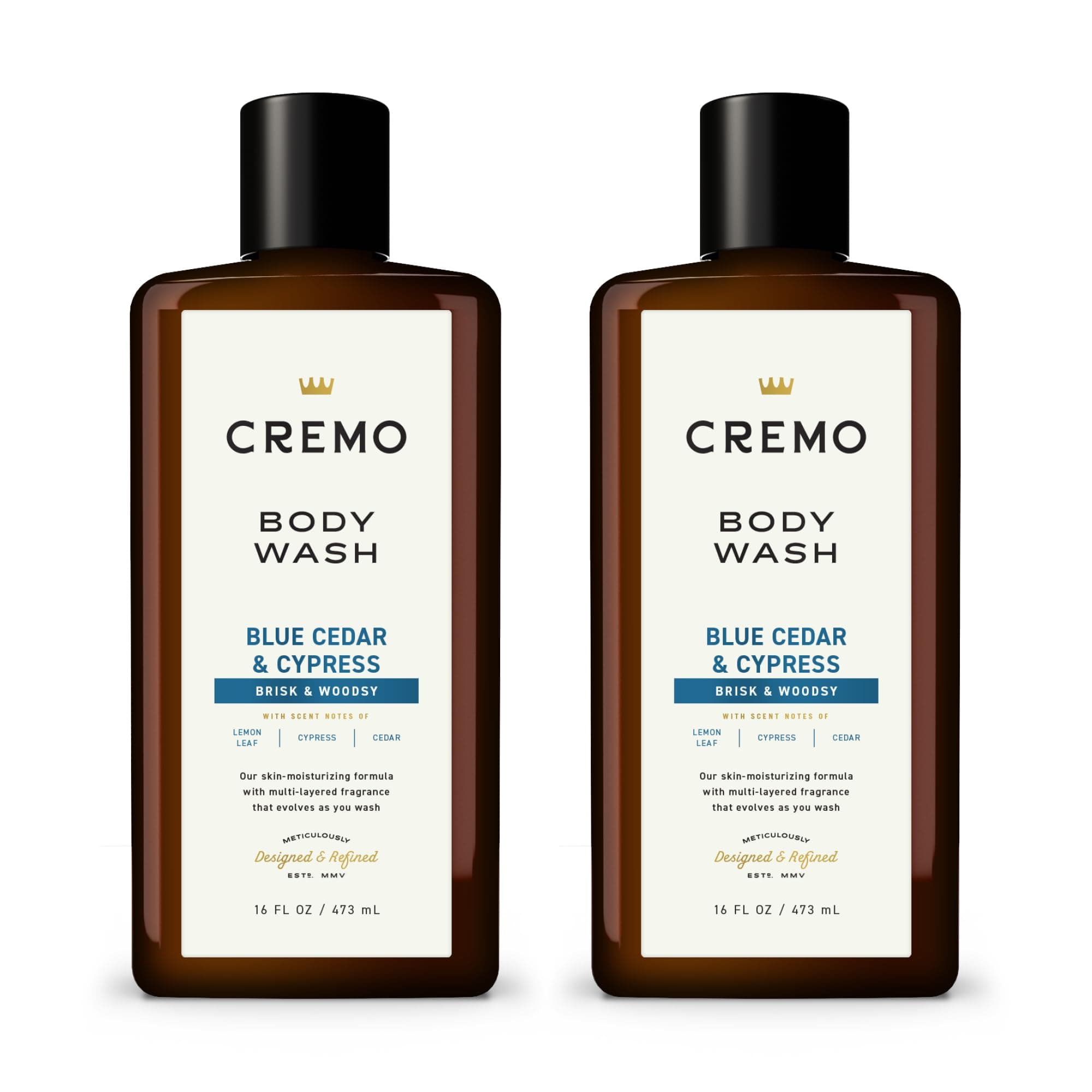 Rich-Lathering Blue Cedar & Cypress Body Wash, A Woodsy Scent with Notes of Lemon Peel, Cypress and Cedar, 16 Fl Oz (2-Pack)