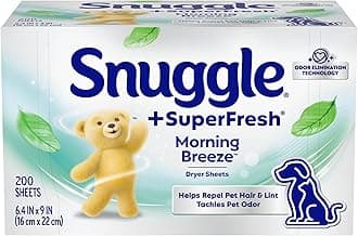Snuggle Plus SuperFresh Dryer Sheet Fabric Softener with Static Control & Odor Eliminating Technology Original 200 Count