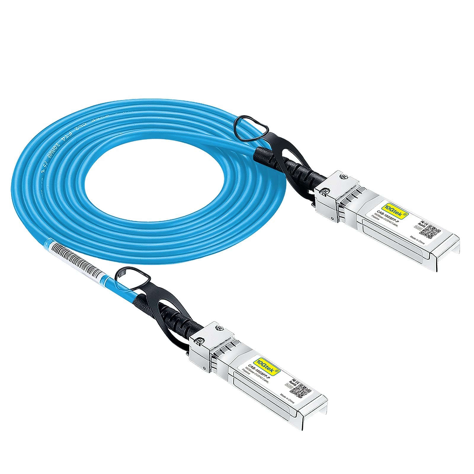 10Gtek [Blue] Colored 10G SFP+ DAC Cable - Twinax SFP Cable for Cisco SFP-H10GB-CU2M, Ubiquiti, D-Link, Supermicro, Netgear, Mikrotik, Fortinet, ZTE Devices, 2-Meter(6.5ft)