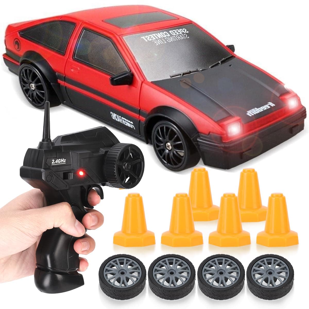 Liberty Imports RC Drift Car 1/24 2.4GHz 4WD Remote Control Sport Racing On-Road Vehicle with LED Light, Batteries and Drift Tires (Style 5)