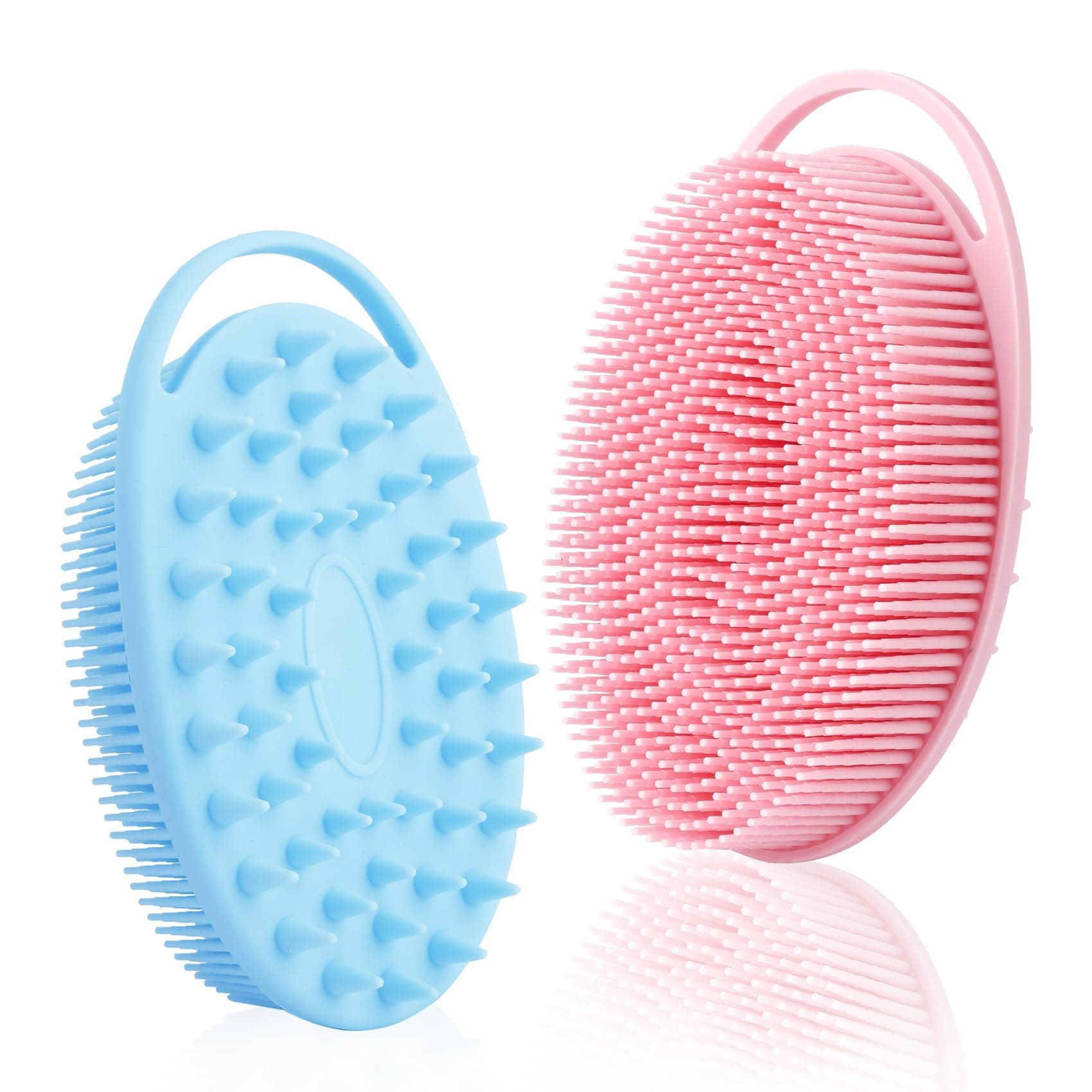 Silicone Body Scrubber - 2 Pcs Exfoliating Shower Scrubber, 2 in 1 Body Scrub Brush & Scalp Massager for Men, Women & Kids