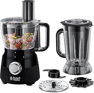 Russell Hobbs Desire Food Processor, 1.5 Litre Food Mixer With 5 Chopping, Slicing And Dough Attachments, Matte Black Color, 600 W, 24732-2 Years Warranty