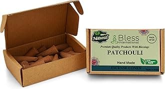 Bless International Patchouli 100%-Natural-Incense-Cones Handmade-Hand-Dipped Organic-Chemicals-Free for-Purification-Relaxation-Positivity-Yoga-Meditation The-Best-scents (20 Count)