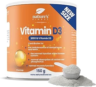 Nature's Finest by Nutrisslim Vitamin D3 Powder 2000 IU, 150 g - 30 Servings - High-Dose Vitamin D for Immune Support, Bone & Muscle Health - Optimal Absorption, Sugar-Free, Lemon Flavor
