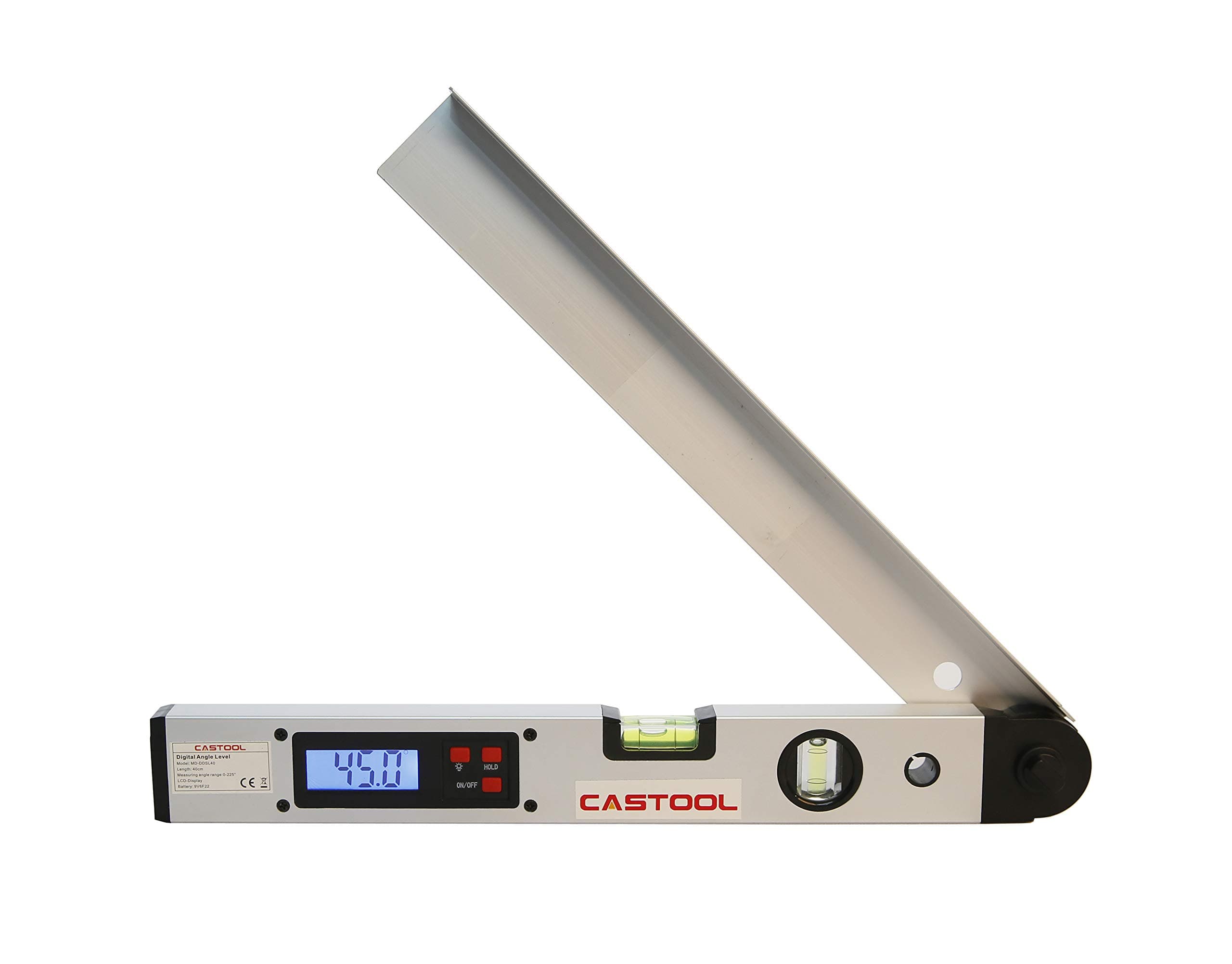 16'' CASTOOL Digital Display Spirit Level With Two Vials Large LCD Display, 0-230Degree Protractor