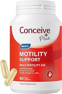 Men's Motility Support Supplement - Boost Sperm Quality & Count - Male Fertility Supplements for Hormonal Balance, Reproductive Health & Fertility, Ginseng, Zinc, CoQ10-60 Capsules