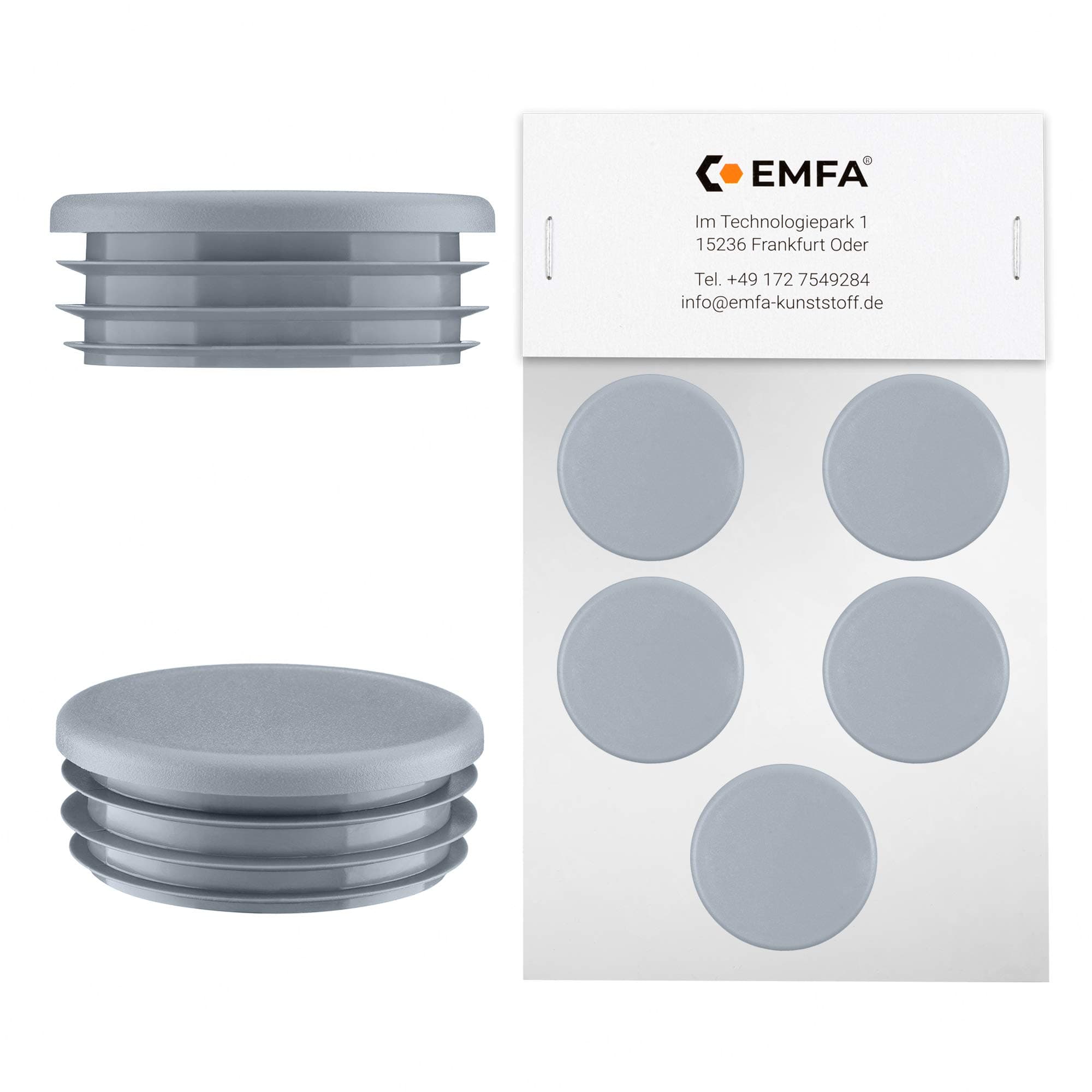 Lamellar plugs End caps for round pipe 32 mm 5 pcs. Grey RAL 7040 Plastic End Caps 3,2 cm EMFA ®