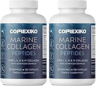 CORREXIKO Marine Collagen Supplement Pills - 1800mg Hydrolyzed Collagen Peptides per Serving with Added Hyaluronic Acid, Vitamin C & Minerals - for Hair, Skin & Nails - 240 Capsules 2 Month Supply