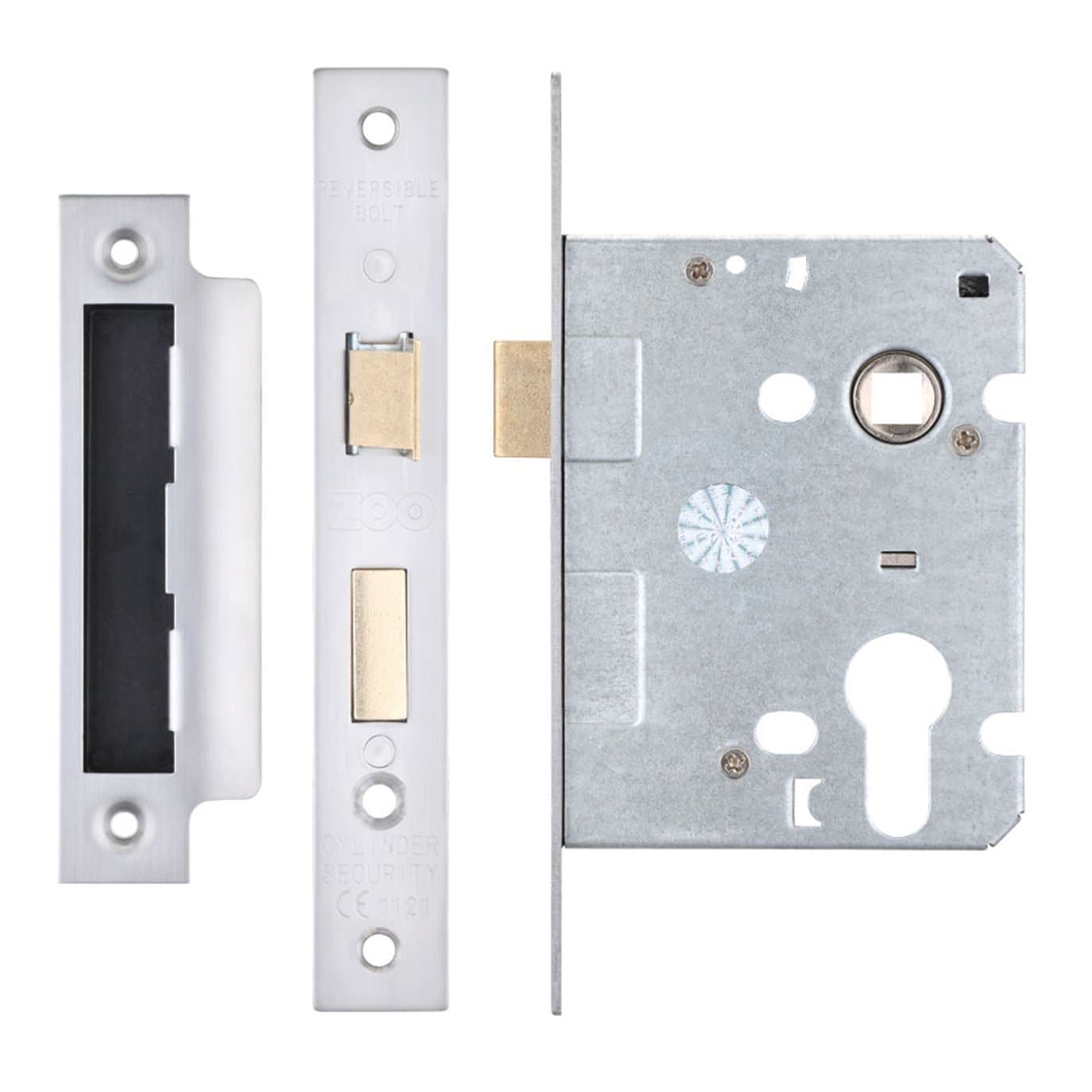 Zoo Hardware Mortice Euro Profile Sash Lock Case Body - Stainless Steel (76mm Case (57mm Backset))