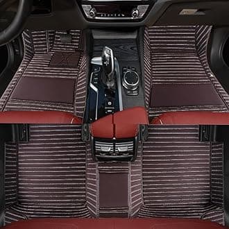 Custom Personalized Floor Mats for Cars，Luxury Full Coverage All Weather Car Floor Mats，Anti-Slip Leather Car Mat Set ，Custom Floor Mats for 99% of Cars, Trucks & SUVs (Streak Brown)