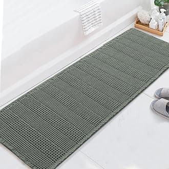H.VERSAILTEX Upgraded Waffle Runner Rug Super Absorbent Bathroom Mats Non Slip Bath Rugs for Bathroom Floor Machine Washable Dry Fast Bathroom Rugs for Beside Tub, 24" x 72", Lichen